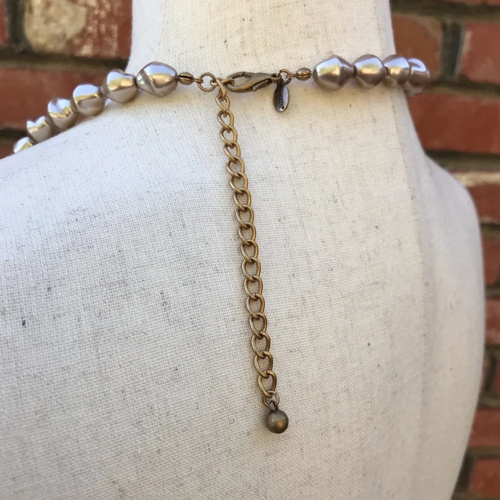Chico's Beaded Statement Necklace Neutral Single Strand Faux Pearls Classic - Picture 8 of 9